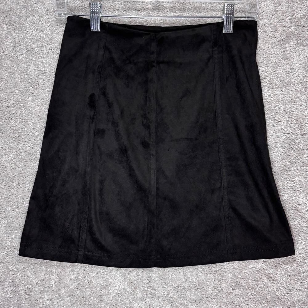 Alaya Francescas Black Faux Suede Mini Skirt Side Zip WS30907 Womens Size S‎